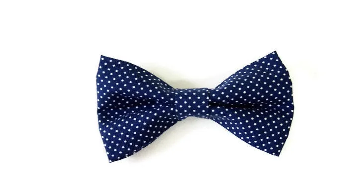 Navy Polka Dots Bow Tie