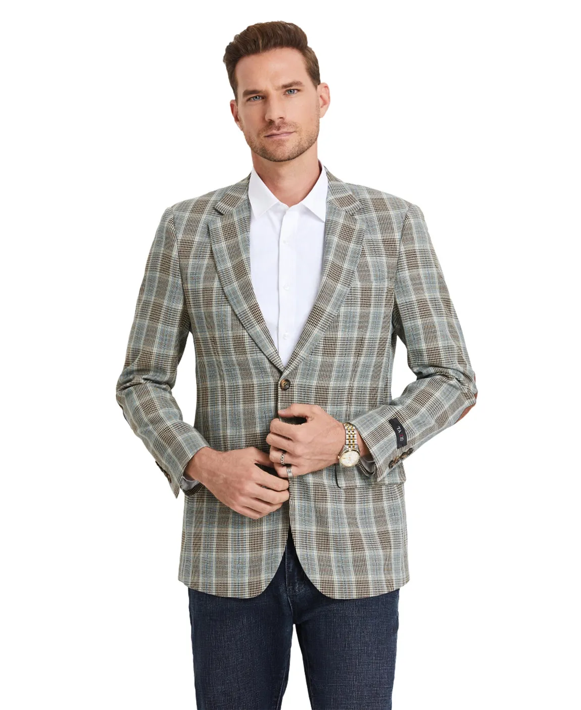 Plaid Sport Coat W/ Elbow Pads