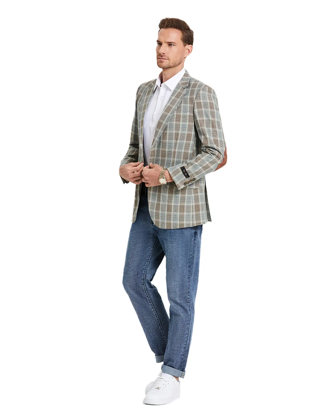 Plaid Sport Coat W/ Elbow Pads