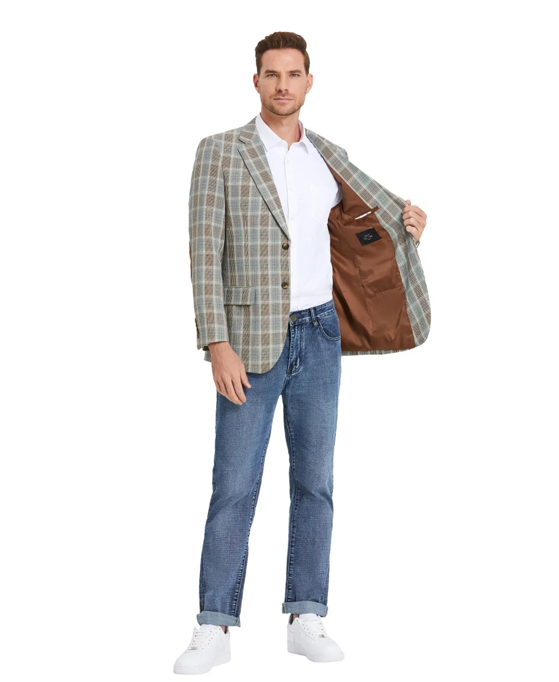 Plaid Sport Coat W/ Elbow Pads
