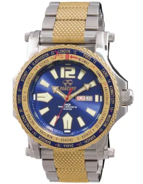 Reactor Mens Proton Watch - Never Dark - Two-Tone - Blue Dial - Day/Date - 200m