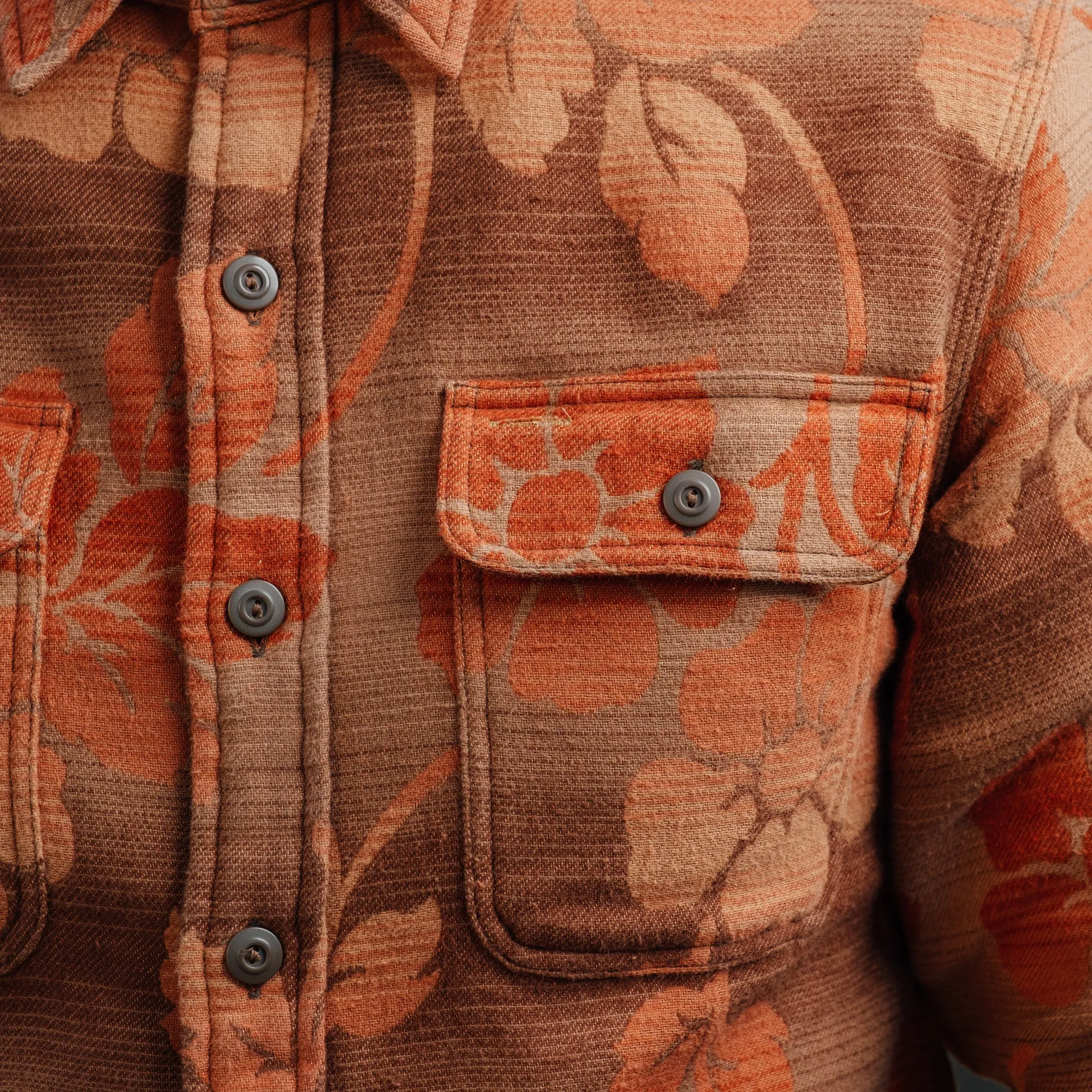 RRL Floral Jacquard Workshirt Brown/ Orange FINAL SALE