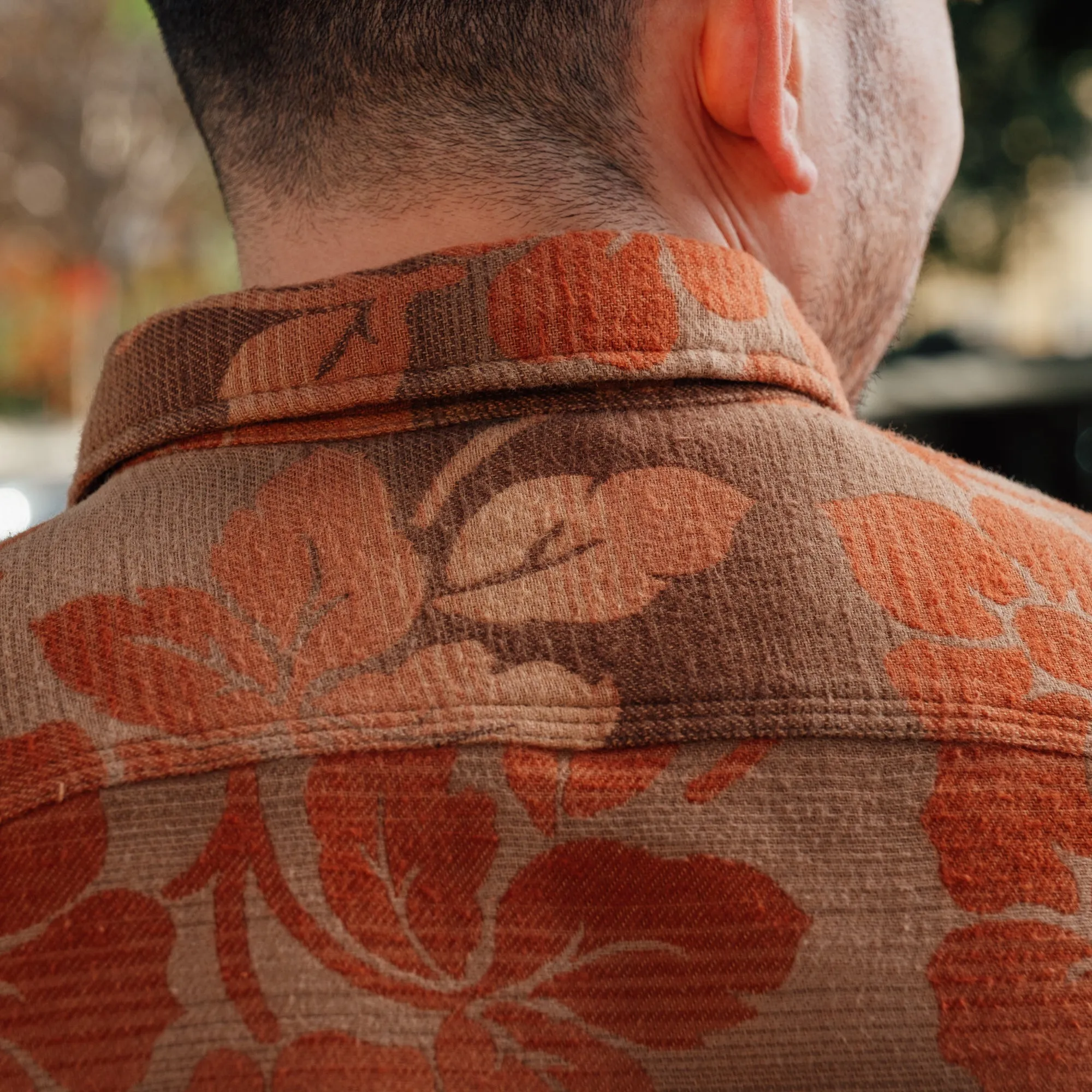 RRL Floral Jacquard Workshirt Brown/ Orange FINAL SALE