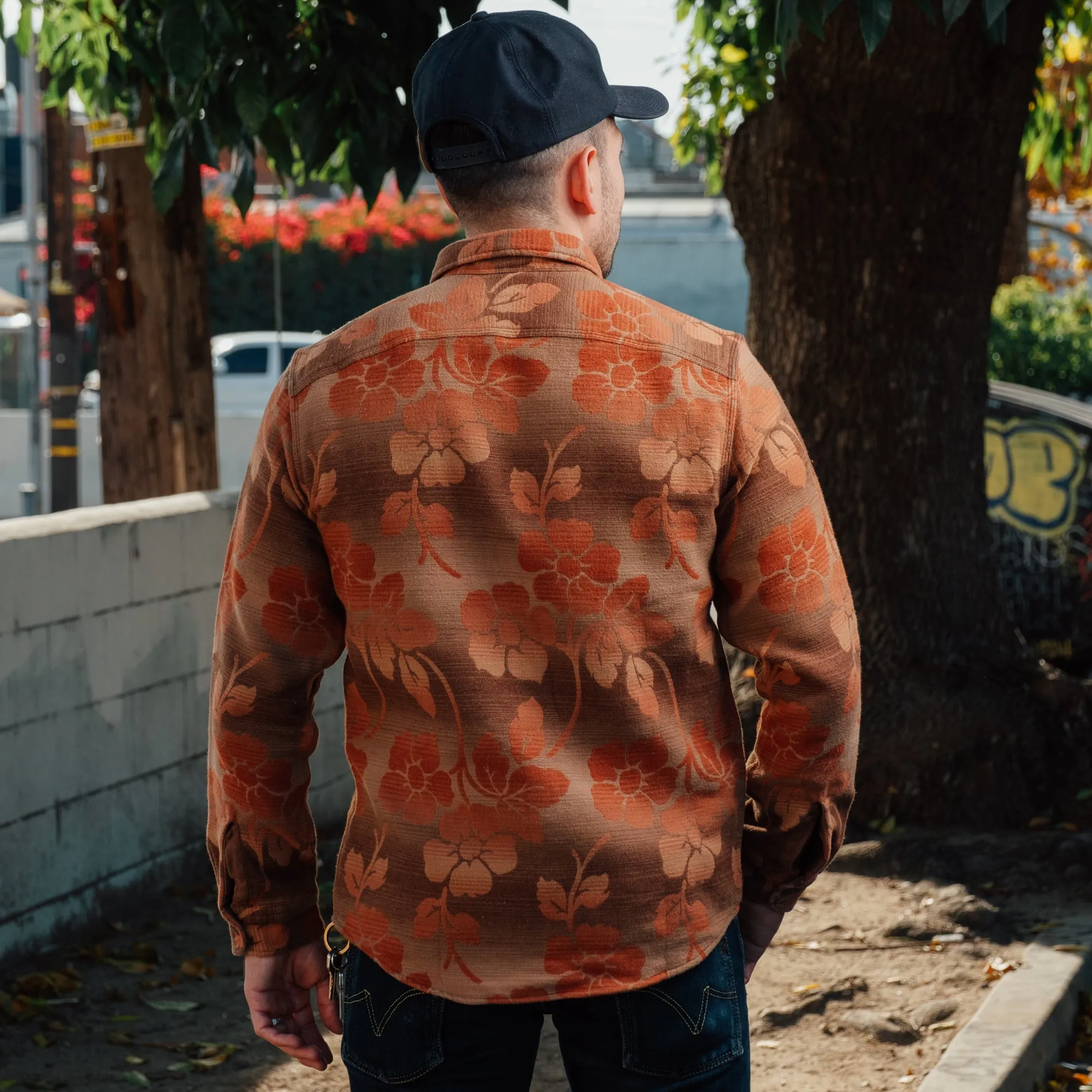 RRL Floral Jacquard Workshirt Brown/ Orange FINAL SALE