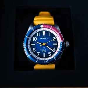 Shinola Duck 42mm Blue/Canary Yellow wrist watch
