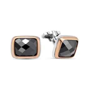 Silver Black Zircon Stone Cufflink