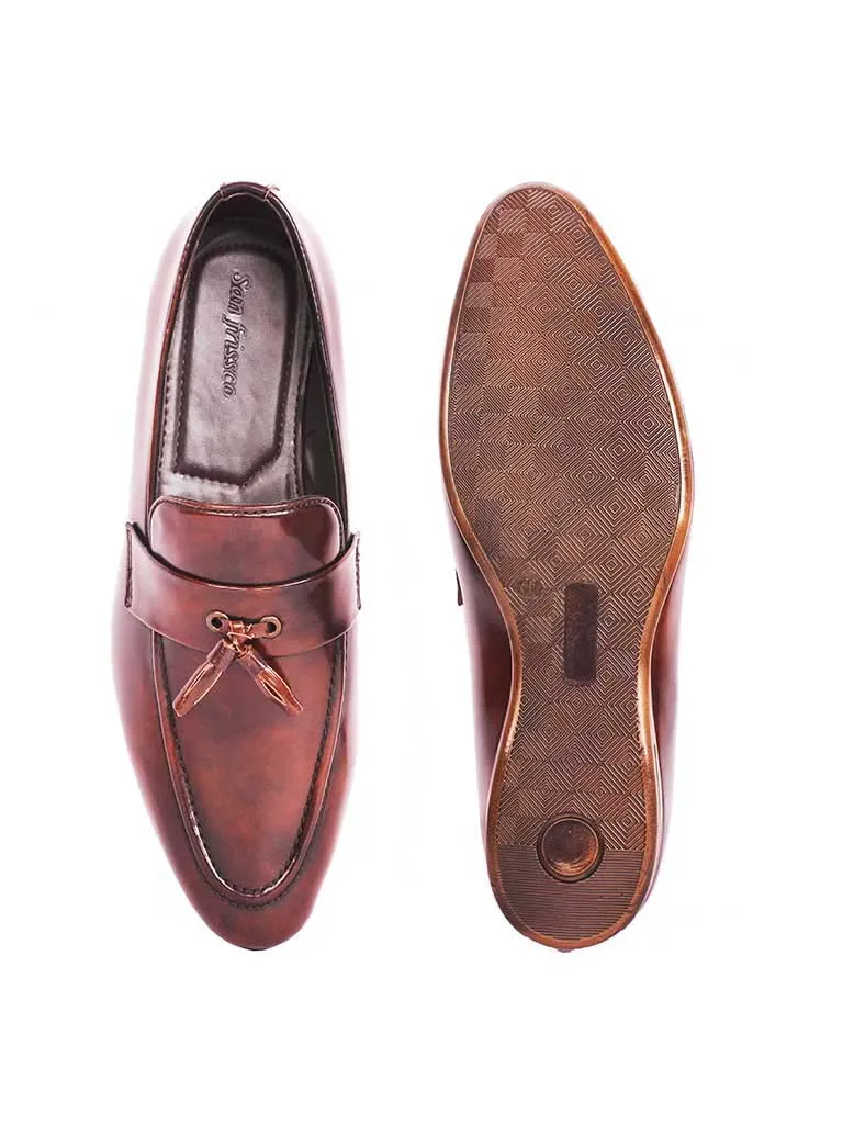 Tan Patent Tassel Loafers