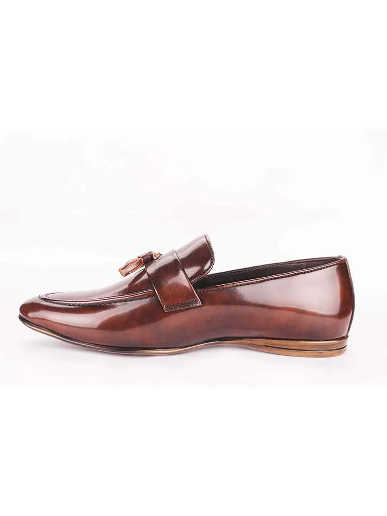 Tan Patent Tassel Loafers