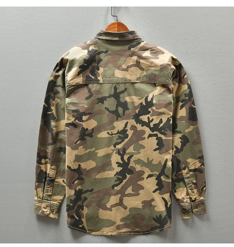 West Louis American Trendy Camo Multi Pocket Cargo Shirt