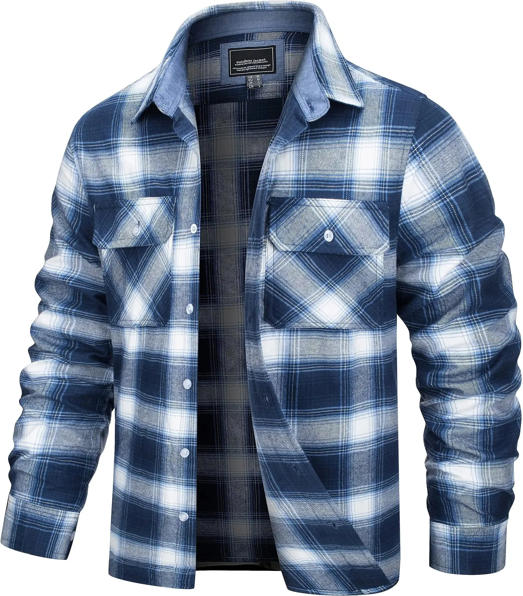 West Louis Button Down Cotton Plaid Flannel Lumberjack Shirt