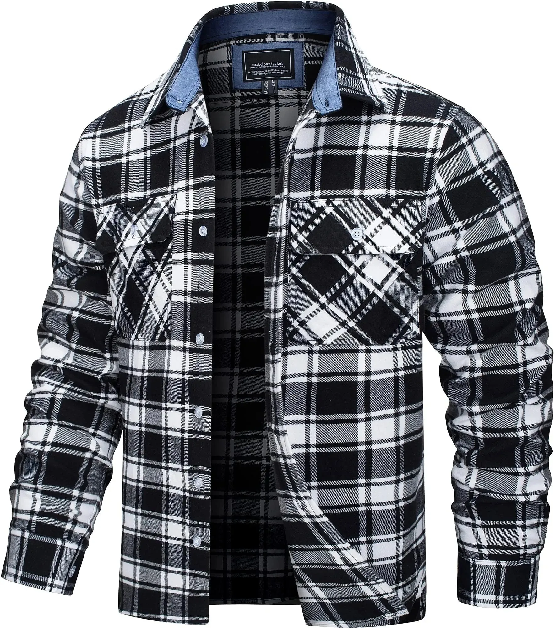 West Louis Button Down Cotton Plaid Flannel Lumberjack Shirt