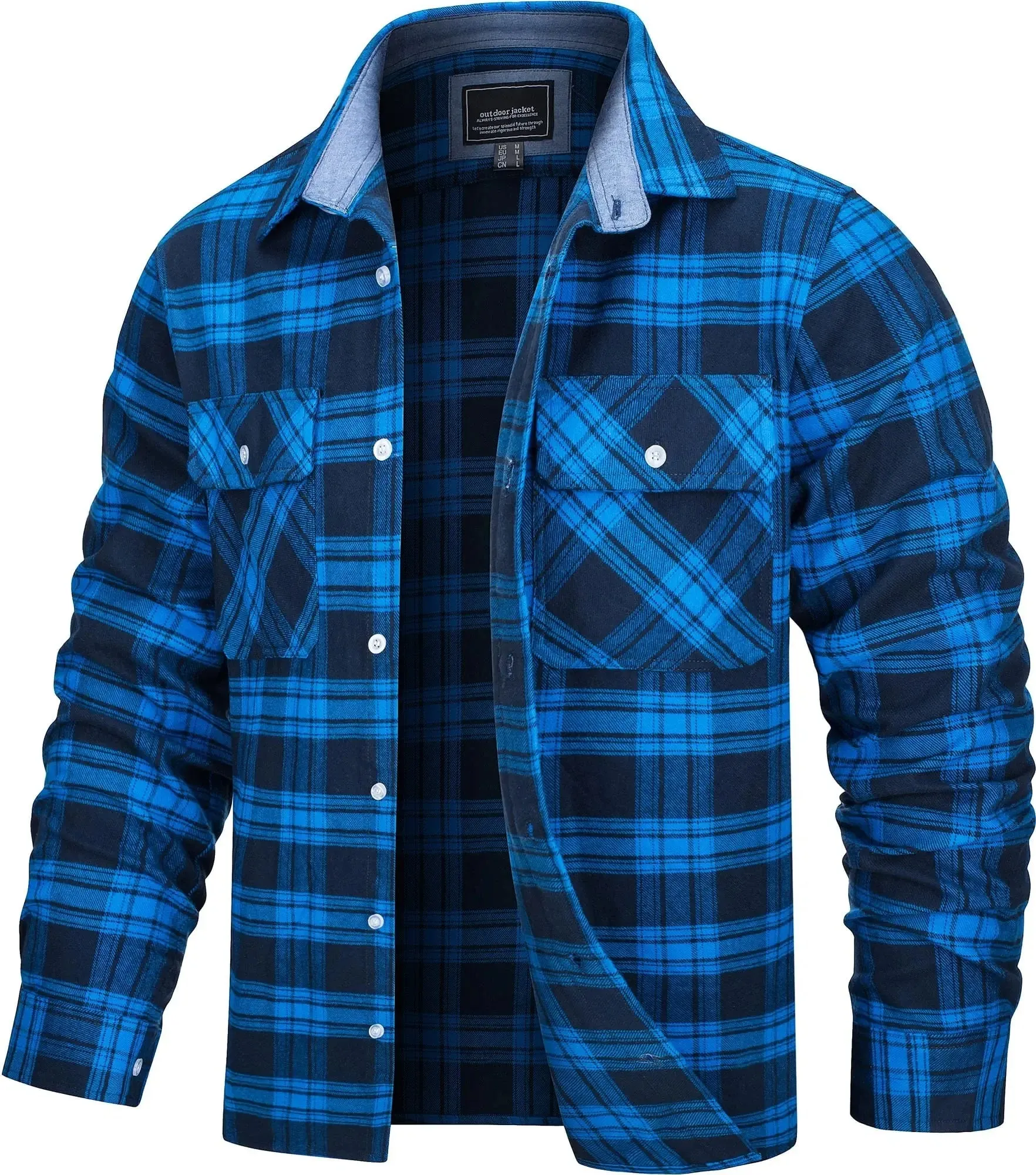 West Louis Button Down Cotton Plaid Flannel Lumberjack Shirt