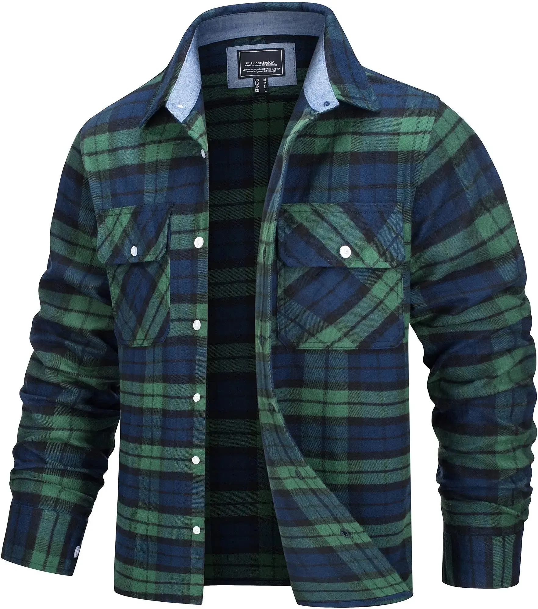 West Louis Button Down Cotton Plaid Flannel Lumberjack Shirt