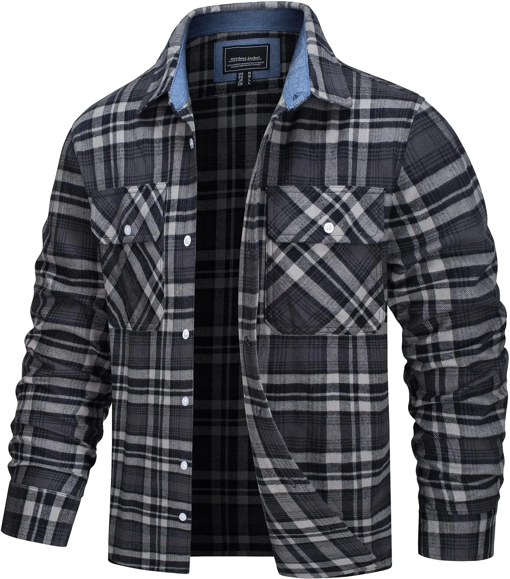 West Louis Button Down Cotton Plaid Flannel Lumberjack Shirt