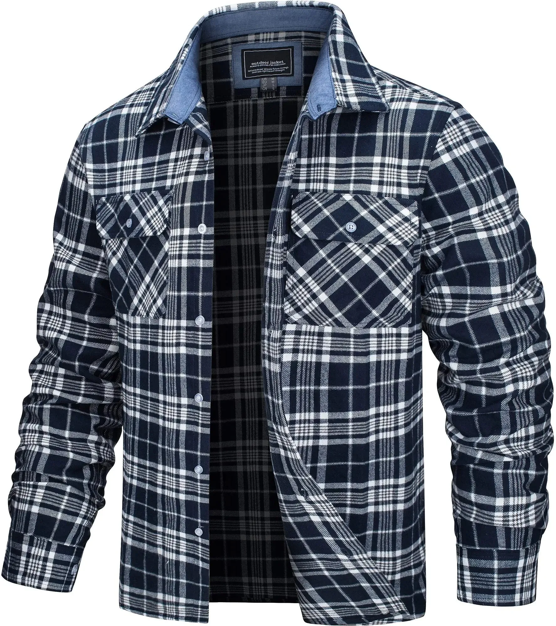 West Louis Button Down Cotton Plaid Flannel Lumberjack Shirt