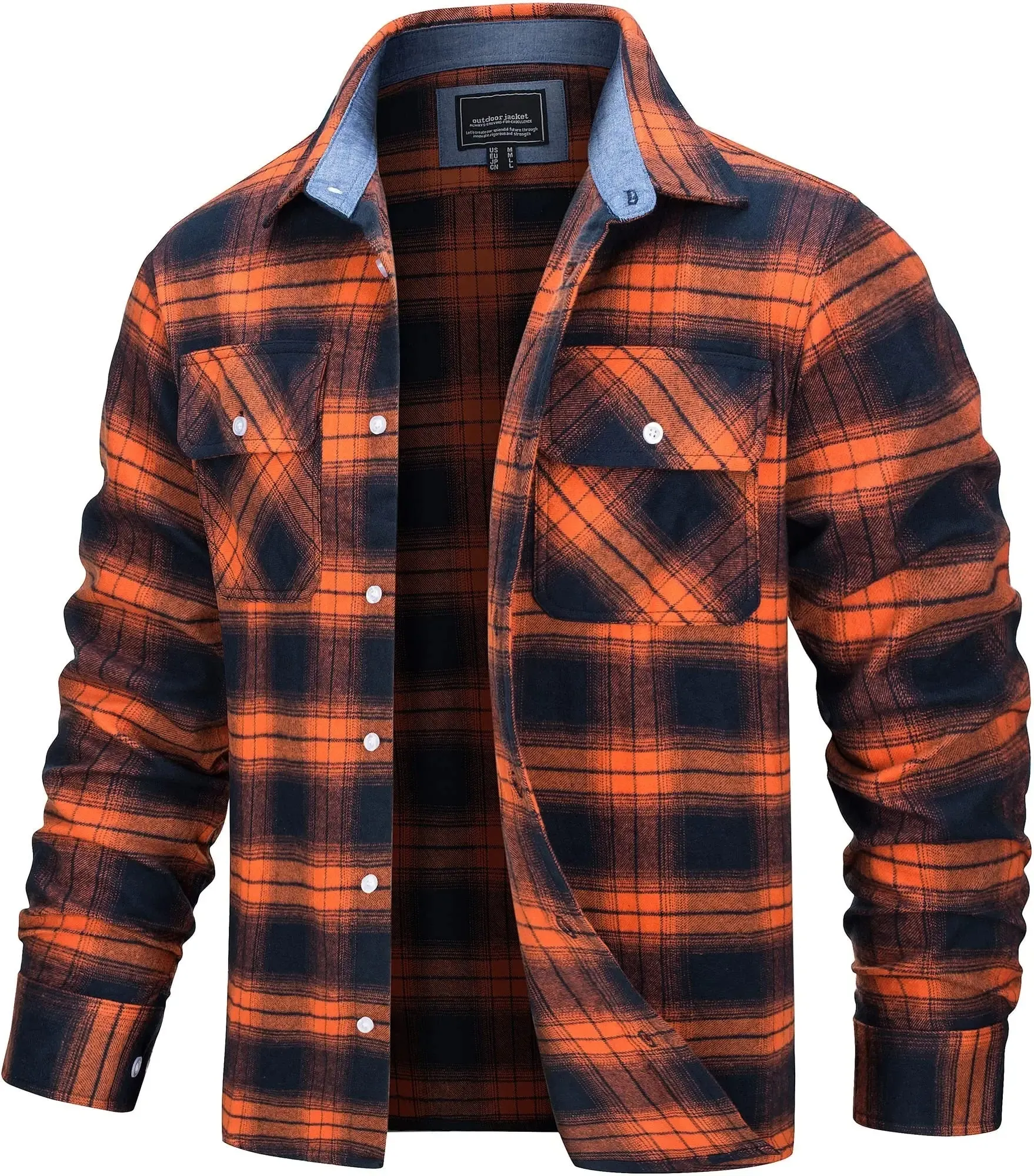 West Louis Button Down Cotton Plaid Flannel Lumberjack Shirt