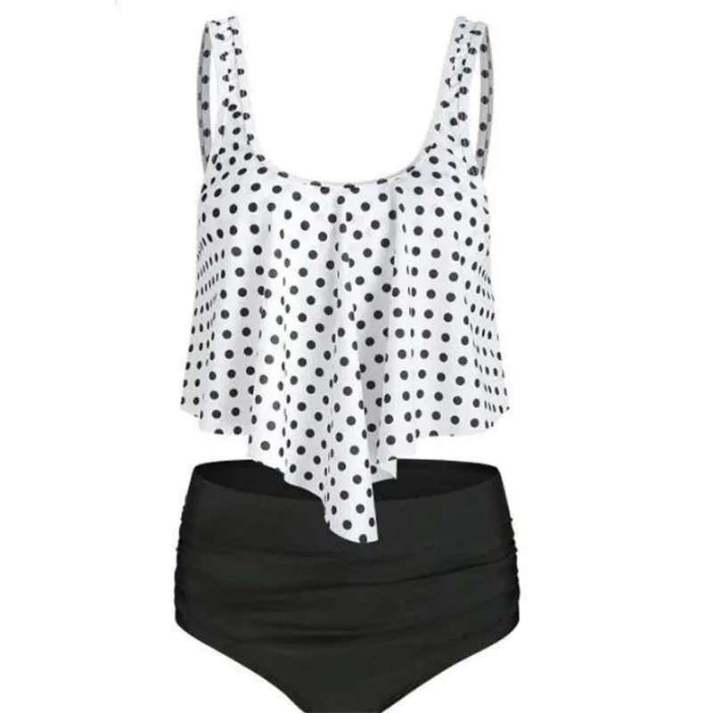 Women Summer Ruched High Waist Bikini Swimsuit