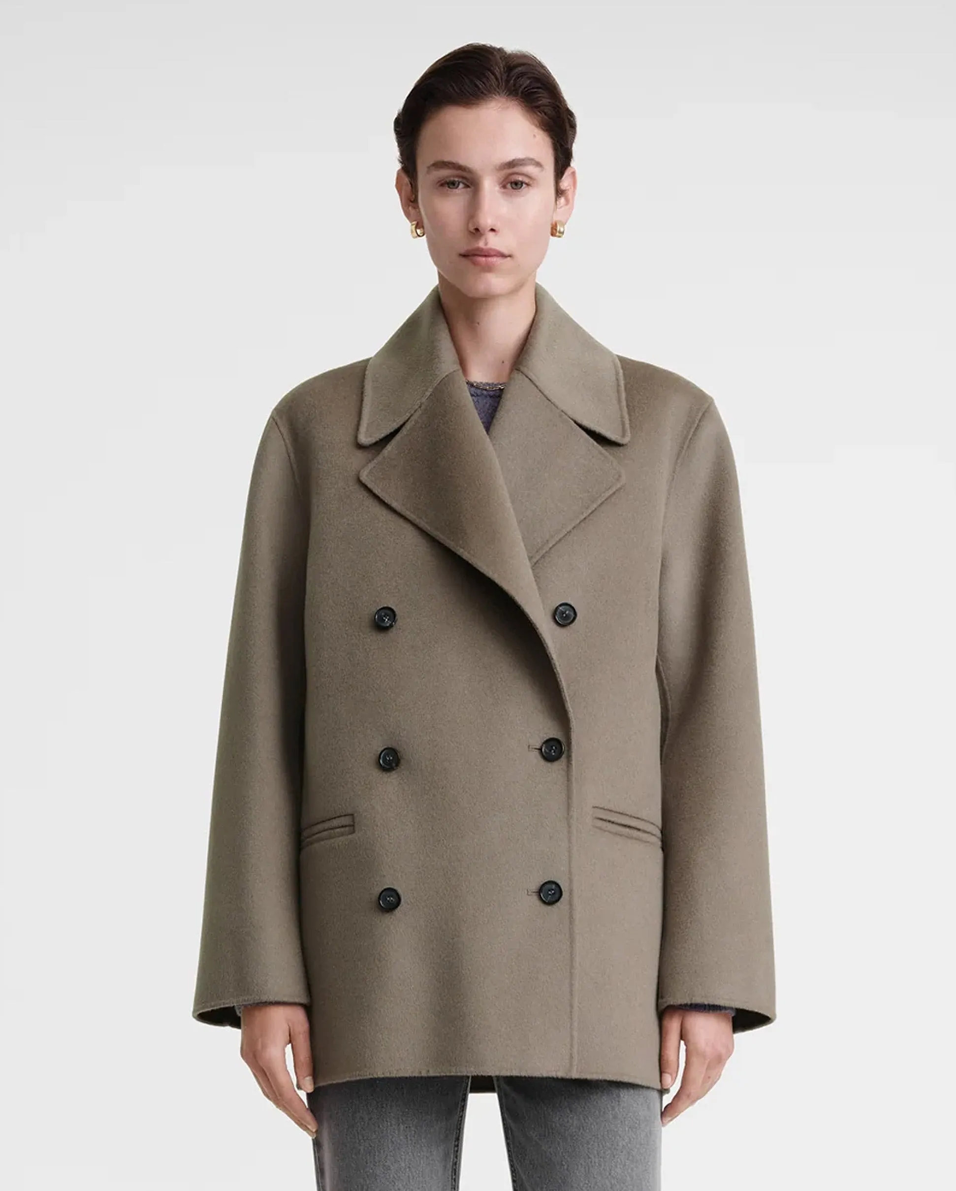 WOOL DOUBL PEACOAT / CONCRETE
