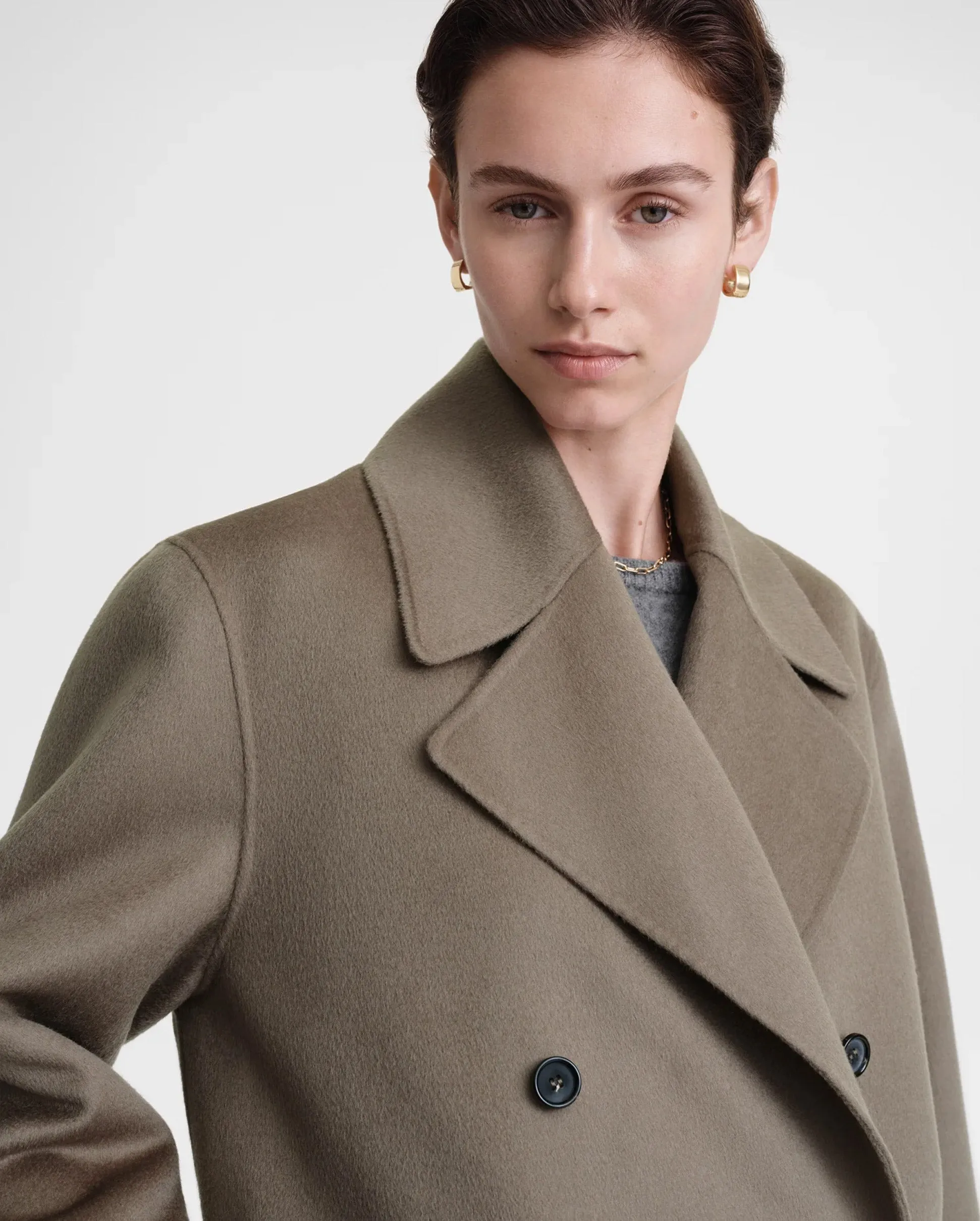 WOOL DOUBL PEACOAT / CONCRETE